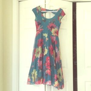 Weston Wear  dress M 8-10 turquoise/ flower print